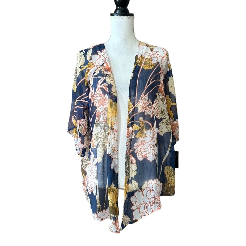 NWT Style‎ & Co Capetown City Floral Kimono SZ Small in Stucco Stems Print